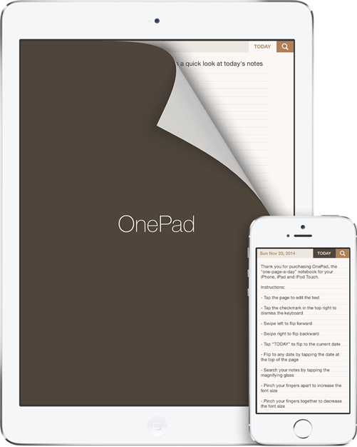 OnePad on iPad and iPhone